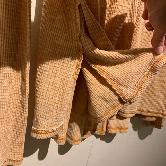 Free People Beige Waffle Hanley Long Sleeve Top - Picture 6 of 8